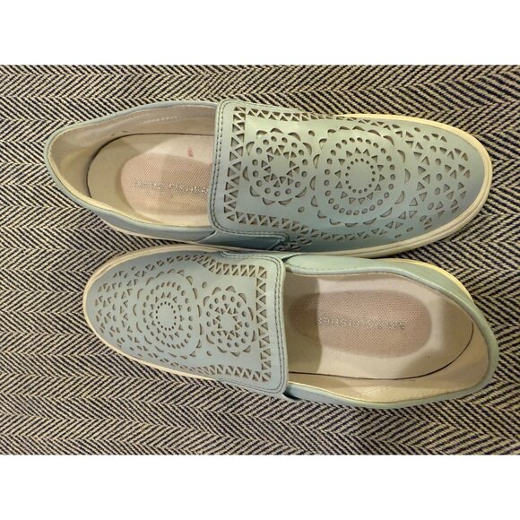 Marc Fisher Light Blue Laser Cut Slip-On Sneakers Womens Size 6 Faux Leather Upp - Picture 4 of 11